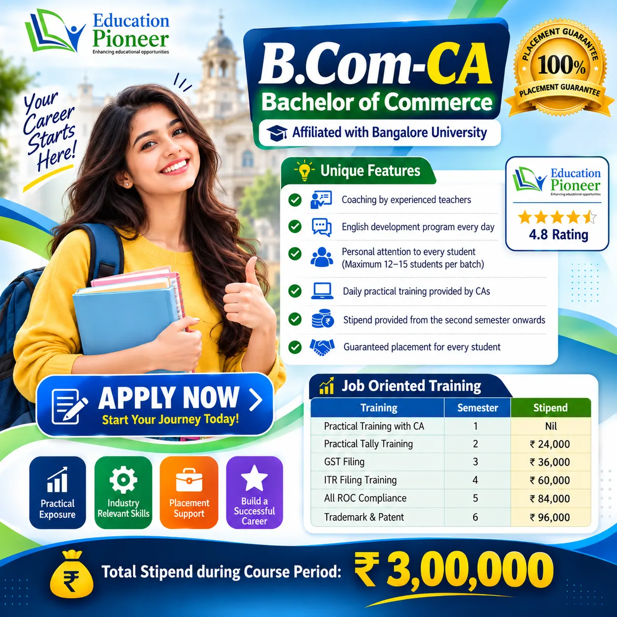 B.Com-CA Career Launch Poster - Education Pioneer