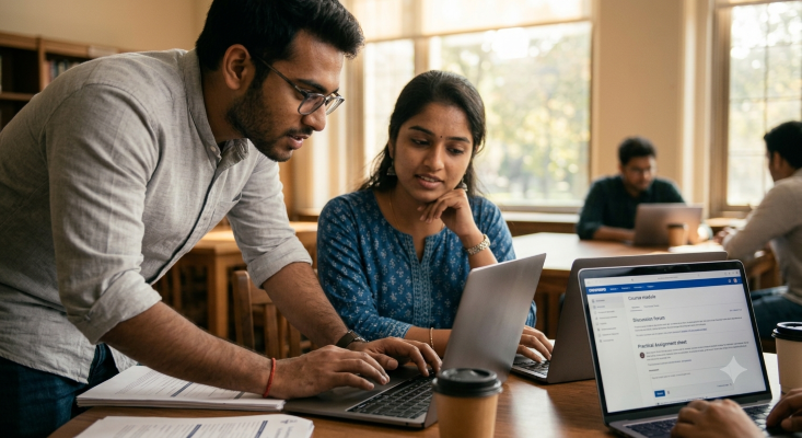 Working professional studying online