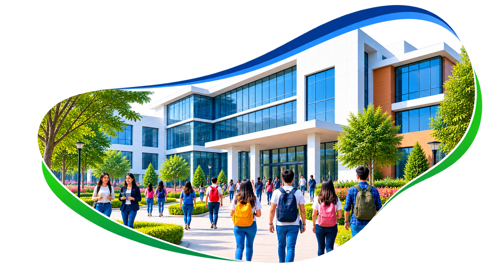 Education Pioneer partner campus with students walking through the grounds