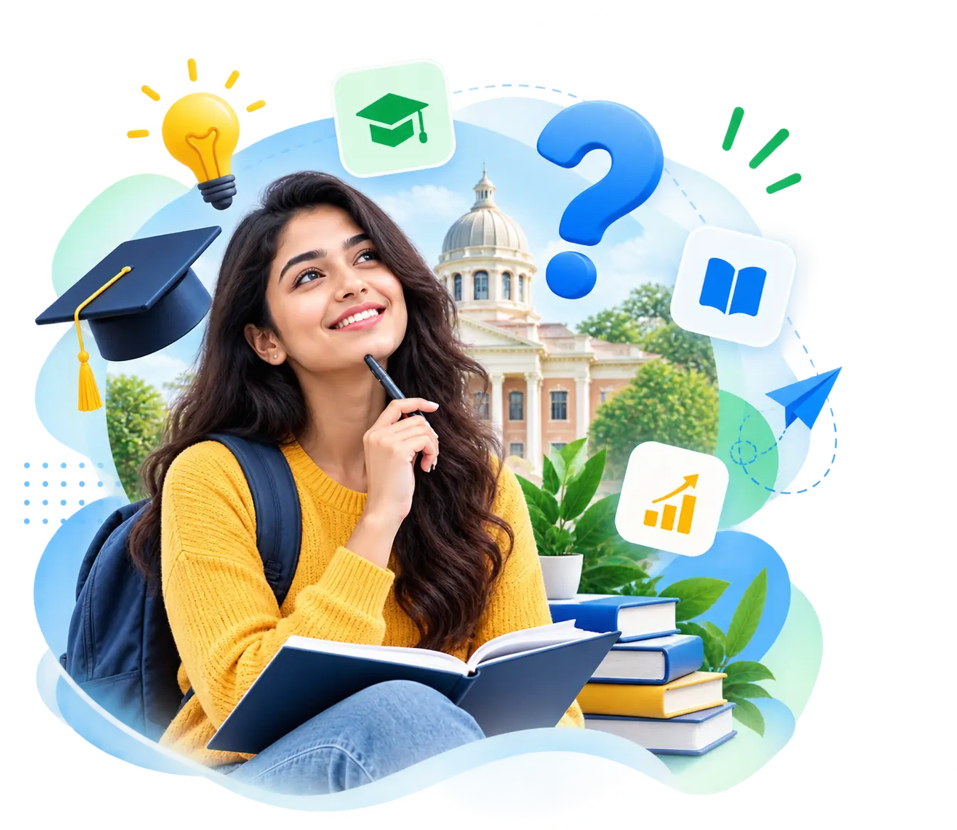 Student thinking about which course to choose